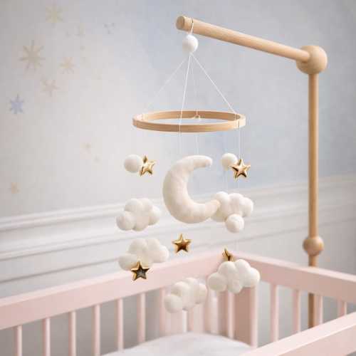 Dreamy Baby Crib Mobile: Moon, Stars & Clouds - Gender Neutral Nursery Decor - Space Nursery