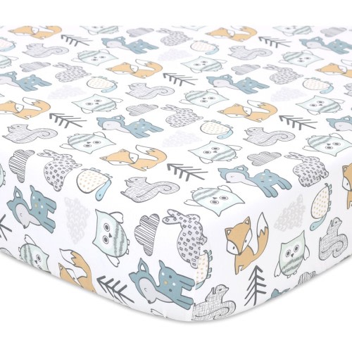 Little Haven Cotton Fitted Cot Sheet - Woodland