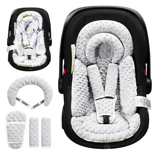 BOMOLOUR Infant Car Seat Insert with Removable Cushion for Baby Preemie Newborn Infant, Reversible carseat Insert Head Body Support Fits for Stroller, Baby Swing, Rocker, Bouncer, Bassinet - Grey