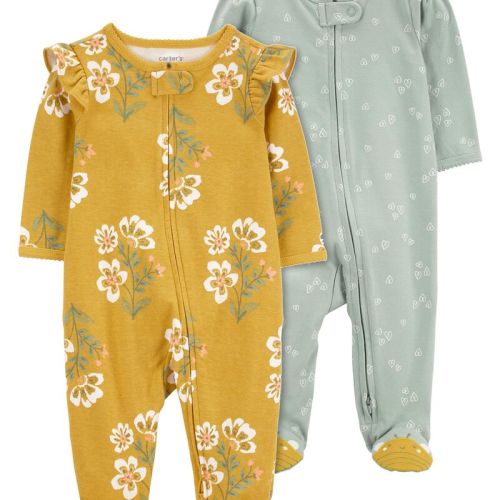 Green/Mustard Baby 2-Pack Sleep & Plays - NB