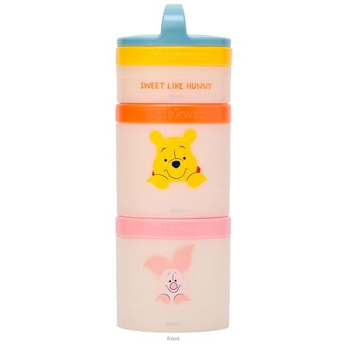 Whiskware Disney Winnie The Pooh Stackable Snack Containers for Kids and Toddlers, 3 Stackable Snack Cups for School and Travel, Sweet Like Honey, Pooh and Friends