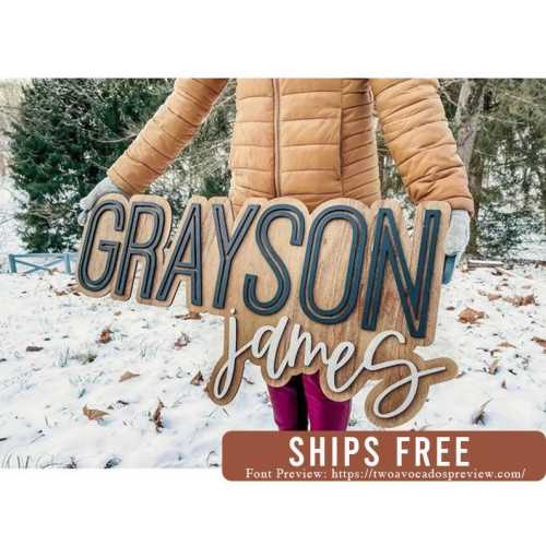 Large wood name sign, nursery name sign, girl name sign, above crib name sign, layered baby name sign, boy name sign, cut out sign