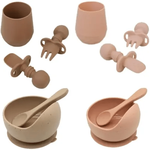 Tooshka Baby Led Weaning Bundle - 6 Utensils, 2 Tiny Cups & 2 Baby Bowls - Easy Feeding Essentials for Toddlers 6+ Months - BPA-Free Silicone Cutlery in Chic Contemporary Shades