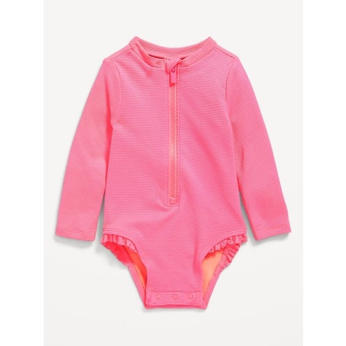 Textured Zip-Front Rashguard One-Piece Swimsuit for Baby | Old Navy