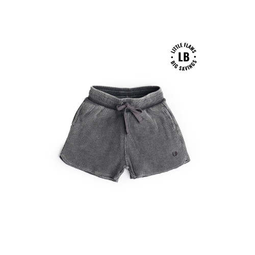 Acid Wash Waffle Short - Black