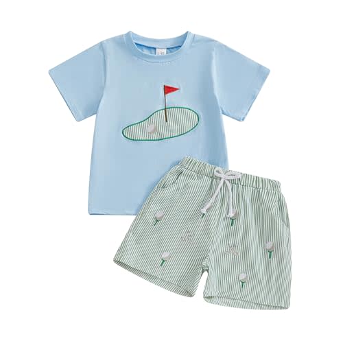 FYBITBO Toddler Baby Boy Golf Outfit Golf Short Sleeve T Shirt and Casual Shorts Spring Summer Baby Boy Clothes