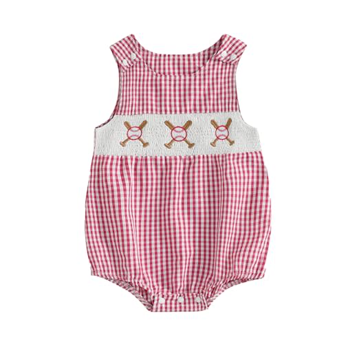 BeQeuewll Summer Baby Clothes Newborn Boy Girl Smocked Bubble Romper Plaid Overall Infant Jumpsuit One Piece Outfit