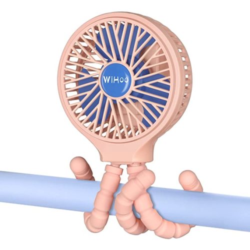 WiHoo Stroller Fan Clip On Baby 5200mAh Portable Fan Rechargeable Battery Operated Fan Mini Handheld Car Seat Fan Small USB Desk Personal Fan for Stroller Accessories/Crib/Home Office - Pink