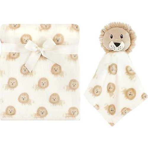 Hudson Baby Unisex Baby Plush Blanket with Security Blanket, Lion, One Size