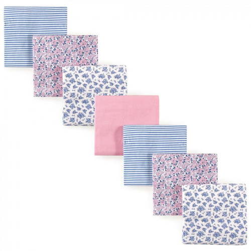 Hudson Baby Infant Girl Cotton Flannel Receiving Blankets Bundle, Classic Floral, One Size