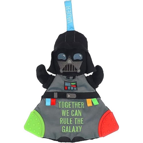 Kids Preferred Star Wars Darth Vader Baby Teether - Plush Toy with Crinkle Sounds and Silicone Teething Elements