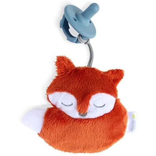 Itzy Ritzy Pacifier & Lovey Set; Detachable Plush Fox & Coordinating Blue Silicone Pacifier; Ideal for Ages 0 Months & Up, Fox , 4x0.5x5 Inch (Pack of 1)