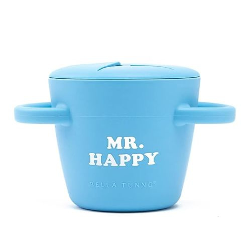 Bella Tunno Happy Snacker – No Spill Snack Cups for Toddlers and Babies, Baby Snack Container Made from Silicone BPA Free, Soft and Easy to Use (Mr Happy)