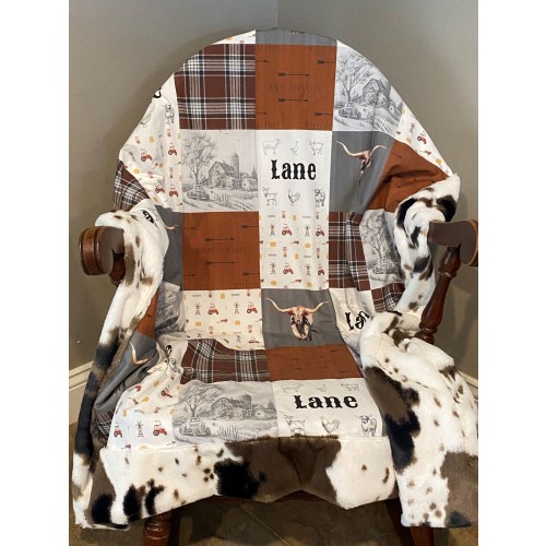 Western Ranch, Farm Crib Blanket, Baby Boy Crib Blanket, Toddler Blanket, Personalized Blanket