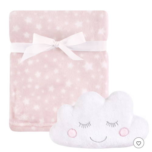 Hudson Baby Infant Girl Plush Blanket with Toy, Pink Cloud, One Size