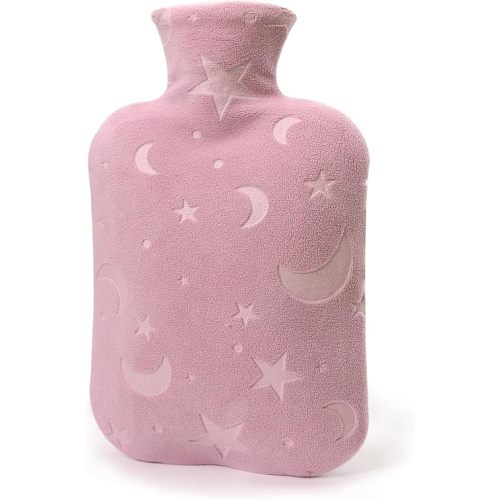 Hot Water Bottle with Soft Cover, 2L Hot Water Bag for Menstrual Cramps, Neck and Shoulder Pain Relief, Hot and Cold Therapies, Hand Feet Warmer, Pink