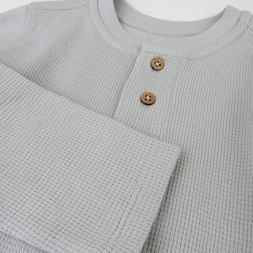 HonestBaby 5-Pack Waffle Henley Long Sleeve Shirts 100% Organic Cotton for Infant Baby and Toddler Boys, Unisex - Varsity Prep - 18 Months
