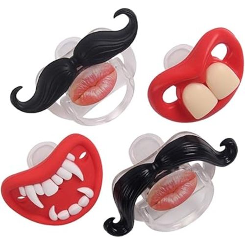 YAPROMO Funny Pacifiers for Babies, Cute Mustache Pacifier 0-6-18 Months, Infants Pacifiers for Toddlers, Funny Lips Pacifier for Boys and Girls, Baby Gift