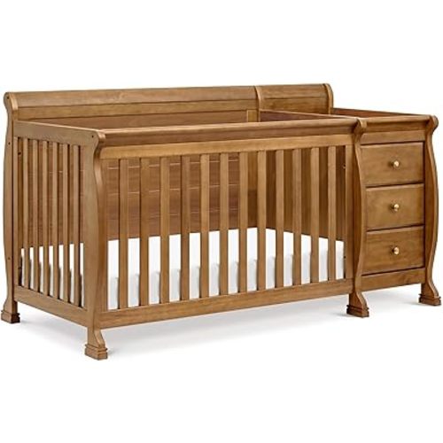 Davinci Kalani 4-in-1 Convertible Crib and Changer Combo in Chestnut