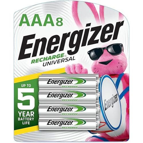 Energizer Rechargeable AAA Batteries, Recharge Universal Triple A Battery Pre-Charged, 8 Count