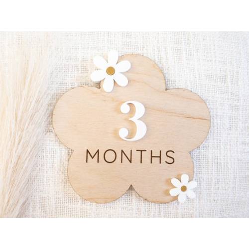 Wooden 3D Flower Monthly Milestone Sign Daisy Interchangeable Milestone Card Baby Photo Props Boho Decor - Etsy