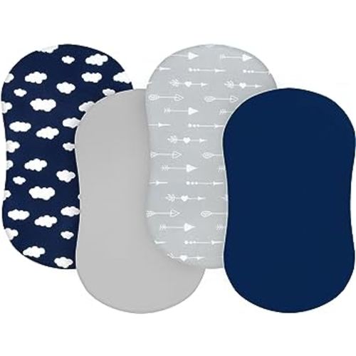 Baby Bassinet Sheets 4 Pack Compatible with Halo Bassinest Swivel, Flex, Glide, Premiere & Luxe Series Sleeper, 4 Pack, Ultra Soft & Skin-Friendly