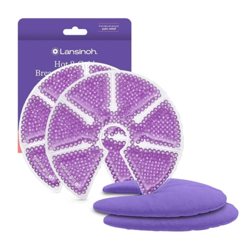 Lansinoh Breast Therapy Packs, Hot and Cold Breast-Pads with 2 Soft Covers, Postpartum Essentials for Nipple Pain Relief, Mastitis, Engorgement, Support for Breastfeeding and Pump Aid, 2 Pack