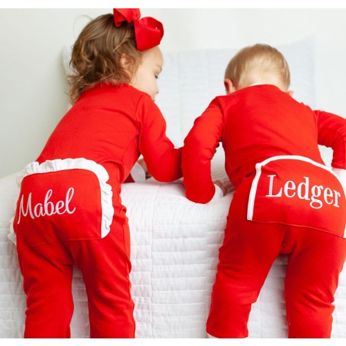 Baby Christmas outfit, monogrammed Christmas outfit, monogrammed girls outfit, Christmas Morning outfit, photos, pics