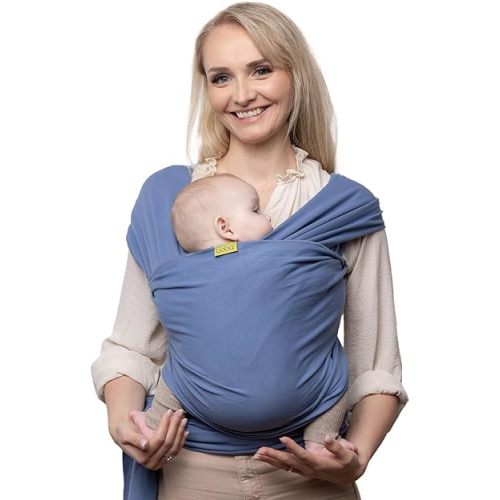 Boba Baby Wrap Carrier Newborn to Toddler - Stretchy Baby Wraps Carrier - Baby Sling - Hands-Free Baby Carrier Wrap - Baby Carrier Sling - Baby Carrier Newborn to Toddler 7-35 lbs (Vintage Navy Blue)