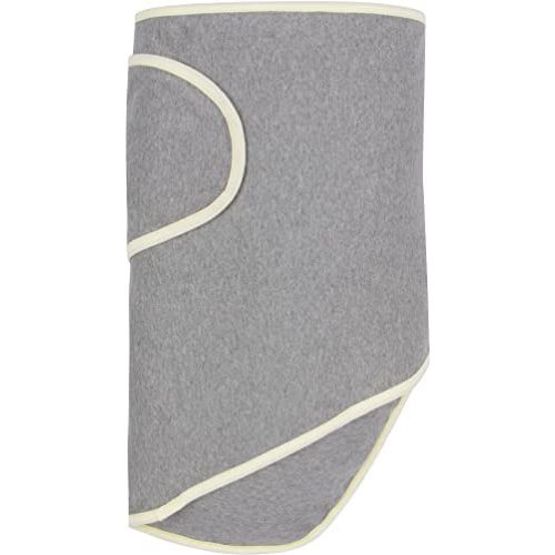Miracle Blanket Baby Sleep Wearable Swaddle Wrap for Newborn Infant Boy or Girl 0-3 Months, Grey with Yellow Trim