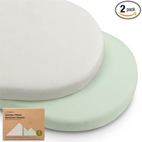 2-Pack Organic Baby Bassinet Sheets Boys, Girls - 100% Cotton Bassinet Mattress Sheets Compatible with Halo Bassinest Swivel Sleeper, Graco, Baby Delight, Universal Bassinet Fitted Sheets (Sage)