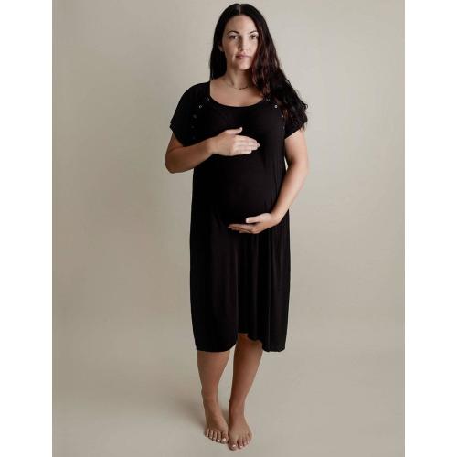 Soft as Butter Ribbed Labor & Delivery Gown in Black