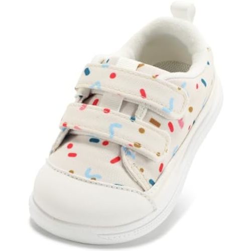 STQ KIDS Toddler Boys & Girls Shoes Wide Toe Box Barefoot Kids Canvas Sneakers with Hook-and-Loop