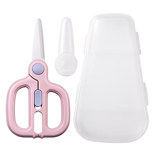 Artenny Baby Food Scissors with Travel Case, Ceramic Food Scissors Kids, Toddler Scissor with Safety Lock, Ideal for Pizza, Meats, Noodles, Vegetables, and Fruits (A)