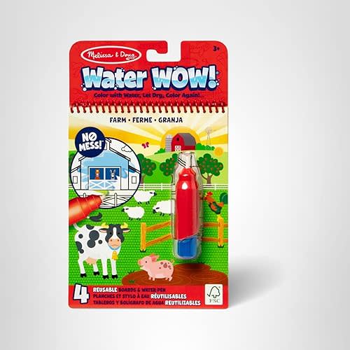 Melissa & Doug Water Wow! Mess Free Coloring Book, Reusable Water-Reveal Activity Pad, On The Farm, Travel Toys, Party Favors, for Toddlers & Kids Ages 3+