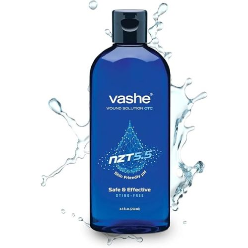 Vashe Wound Solution OTC | Pure Hypochlorous Acid-Preserved Wound Cleanser | Home Wound Care | Non-Cytotoxic and Skin-Neutral pH | 8.5 Fl Oz