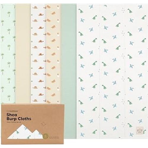 6-Pack Organic Burp Cloths Baby Girl, Boy - Large Baby Burp Cloths, Burping Cloths for Babies, Boys, Girls, Cotton Burp Cloth, Spit Up Burp Rags, Newborn Burp Clothes, Burp Cloths Neutral (Roarsome)