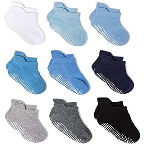 Zaples Baby Non Slip Grip Ankle Socks with Non Skid Soles for Infants Toddlers Kids Boys Girls