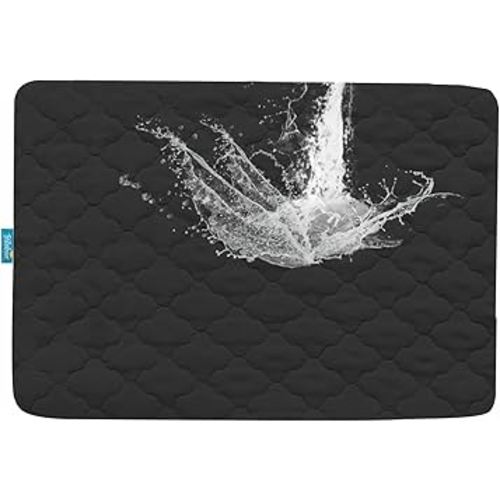 Pack and Play Mattress Pad Waterproof, Pack and Play Sheets Quilted- 39" x 27" Fitted, Black