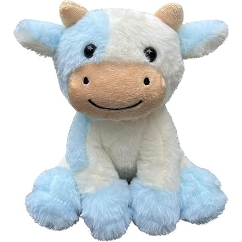 9 inches Cow Stuffed Animal Soft Plush Cute Cow Doll for Boys Girls (Blue Cow)