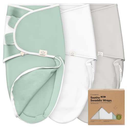 KeaBabies Newborn Swaddles with Zippers - 3-Pack Baby Swaddle Sleep Sacks 0-3 Months, Infant, Baby Girls, Boys, Soft & Durable Sleep Sack Newborn, Easy Diaper Change Swaddling Blanket (Sage, OS)