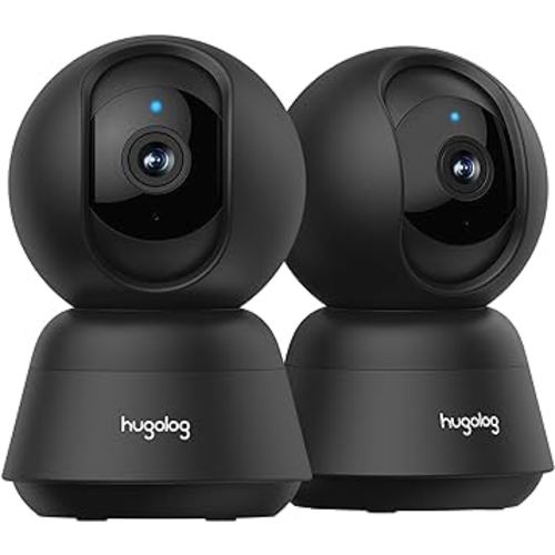 Hugolog 3K 5MP Indoor Pan/Tilt Security Camera with Auto-Focus(2pcs),Ideal for Baby Monitor/Pet Camera/Home Security,Starlight Color Night Vision,Human/Pet AI,Noise Reduction,US Cloud,Works with Alexa