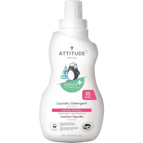 ATTITUDE Baby Laundry Detergent, EWG Verified, Plant and Mineral-Based Formula, HE Compatible, Vegan Household Products, Unscented, 35 Loads, 35.5 Fl Oz