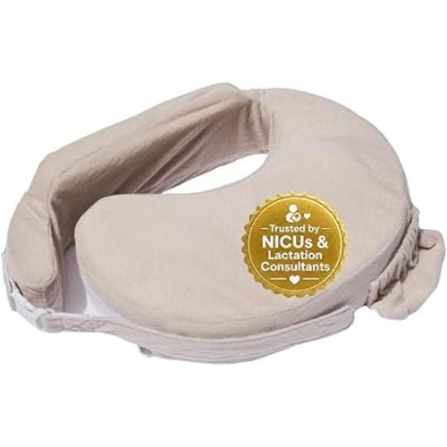 My Brest Friend Nursing Pillow - Deluxe - Enhanced Comfort w/Slipcover - Ergonomic Breastfeeding Pillow for Ultimate Support for Mom & Baby - Adjustable Pillow W/Handy Side Pocket, Soft Sand