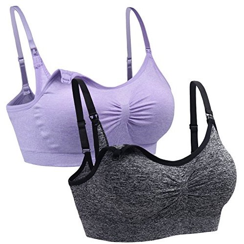 Suekaphin 2PACK Nursing Maternity Bra for Pregnancy Women Breastfeeding Comfortable Sleeping with Extenders