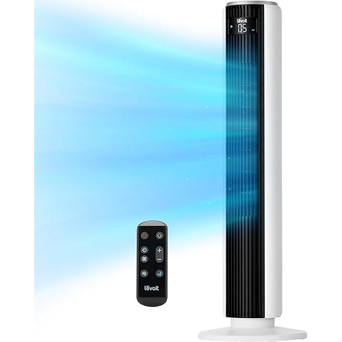 LEVOIT Tower Fan for Bedroom, Standing Fan that Blows Cold Air for Home, 28dB Quiet for Sleep, Remote, 90° Oscillation, 12H Timer, 25ft/s Velocity, 5 Speeds, 4 Modes, Bladeless 36 inch, White