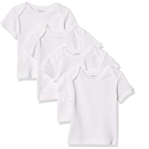 Hanes Baby Short Sleeve Flexy Soft Stretch Expandable Shoulder T-Shirt (4 Pack)