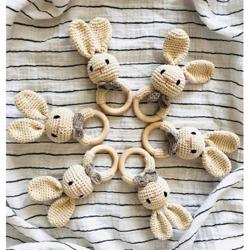Handmade Crocheted Bunny Rattle