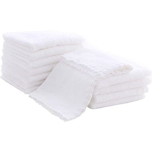 12 Pack Baby Washcloths - Extra Absorbent and Soft Wash Clothes for Newborns, Infants and Toddlers (White)