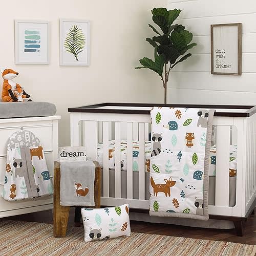 NOJO Dreamer Little Woodland Friends 8 Piece Nursery Crib Bedding Set